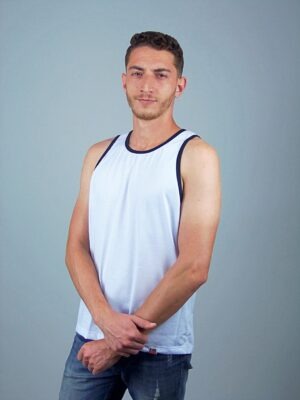 2 - Camiseta Regata Masculino Ringer Tee Preto e Branco Lisa Sem Estampa (2)