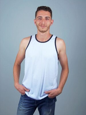 2 - Camiseta Regata Masculino Ringer Tee Preto e Branco Lisa Sem Estampa (4)
