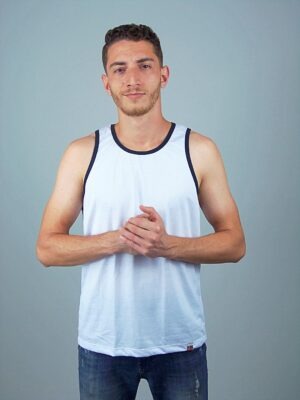 2 - Camiseta Regata Masculino Ringer Tee Preto e Branco Lisa Sem Estampa (5)