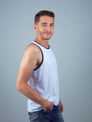 2 - Camiseta Regata Masculino Ringer Tee Preto e Branco Lisa Sem Estampa (6)