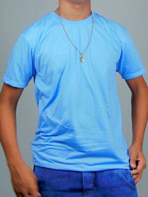 Camiseta Básica Azul Lisa T-Shirt Tee Sem Estampa - No Sense