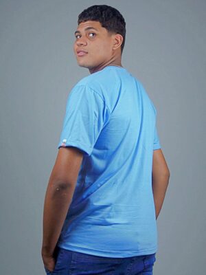 A_Camiseta Básica Azul Lisa T-Shirt Tee Sem Estampa (2)