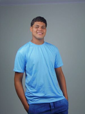 A_Camiseta Básica Azul Lisa T-Shirt Tee Sem Estampa (4)