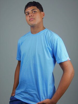 A_Camiseta Básica Azul Lisa T-Shirt Tee Sem Estampa (7)