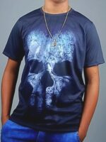 Camiseta Skull Preto Modelo Slim Caveira - TOTAL - NO SENSE
