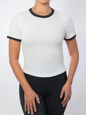 Babylook Canelado Ringer tee Lisa Sem Estampa - No Sense