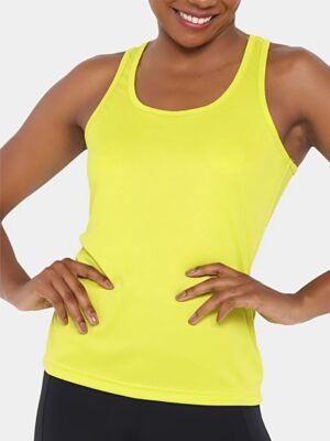 Babylook Regata Básica Remador Feminina Sem Estampa Amarelo Canário - No Sense