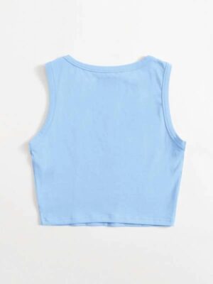 Blusa Azul Cropped Regata Soltinha Crop Top Tank (2)