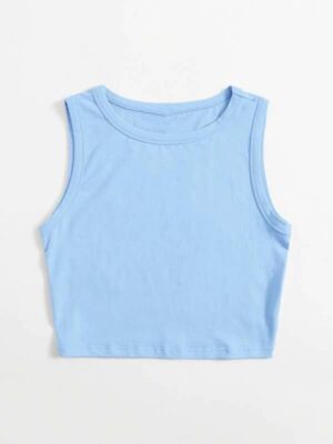 Blusa Azul Cropped Regata Soltinha Crop Top Tank (3)