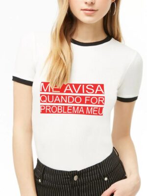 Blusa Babylook Problema Não É Meu Ringer Tee - No Sense