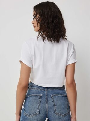 Blusa Cropped 100% Algodão Com Bolso Soltinho (4)