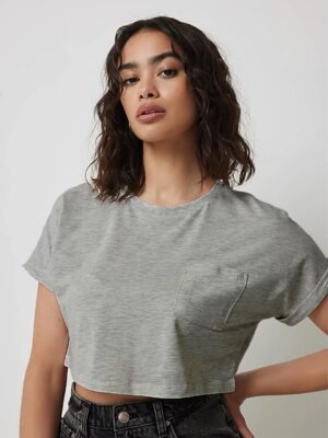 Blusa Cropped 100% Algodão Com Bolso Soltinho (6)