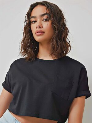 Blusa Cropped 100% Algodão Com Bolso Soltinho (7)