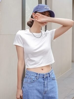 Blusa Cropped 100% Algodão Tank Branco Liso Sem Estampa (4)