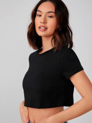 Blusa Cropped 100% Algodão Tank Preto Lisa Soltinho - No Sense (2)
