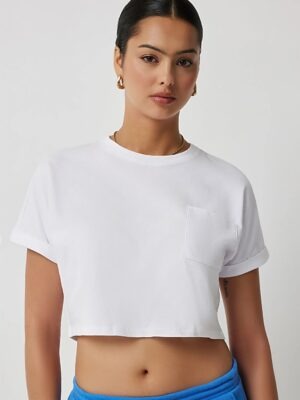 Blusa Cropped 100% Algodão Top Crop Soltinho Com Bolso (9)