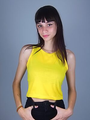 Blusa Cropped Amarelo Canário Regata Soltinha Tank Tee (1)
