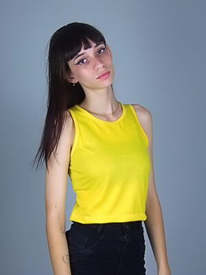 Blusa Cropped Amarelo Canário Regata Soltinha Tank Tee (6)