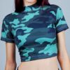 Blusa Cropped Camuflado Gola Alta Canelado - TOTAL - No Sense