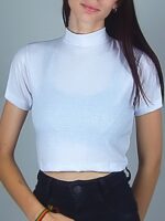 Blusa Cropped Canelado Gola Alta Lisa Sem Estampa - No Sense