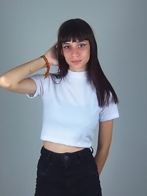 Blusa Cropped Canelado Gola Alta Lisa Sem Estampa (2)