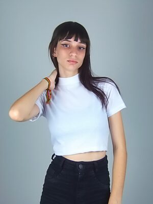 Blusa Cropped Canelado Gola Alta Lisa Sem Estampa (3)
