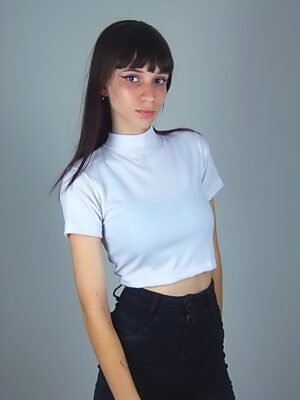 Blusa Cropped Canelado Gola Alta Lisa Sem Estampa (6)