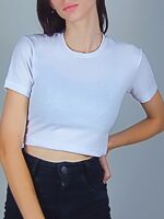 Blusa Cropped Canelado Lisa Sem Estampa - No Sense