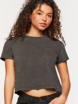 Blusa Cropped Com Bolso Tank Cinza Chumbo Soltinha - No Sense (1)