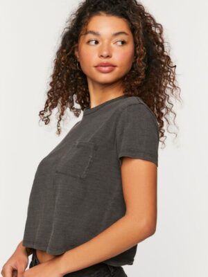 Blusa Cropped Com Bolso Tank Cinza Chumbo Soltinha - No Sense (2)