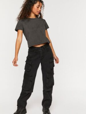 Blusa Cropped Com Bolso Tank Cinza Chumbo Soltinha - No Sense (4)