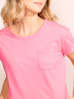 Blusa Cropped Com Bolso Tank Rosa Soltinha Lisa Sem Estampa - No Sense
