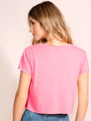 Blusa Cropped Com Bolso Tank Rosa Soltinha Lisa Sem Estampa - No Sense (4)