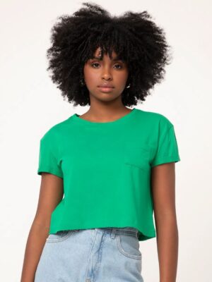 Blusa Cropped Com Bolso Tank Verde Bandeira Soltinha - No Sense (1)