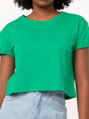 Blusa Cropped Com Bolso Tank Verde Bandeira Soltinha - No Sense