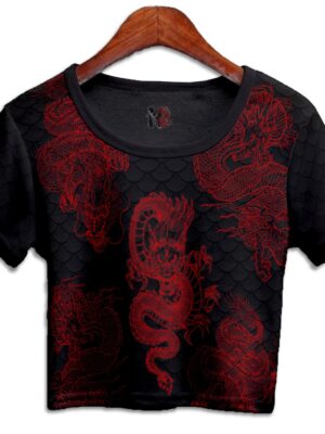 Blusa Cropped Dry Fit Estampado de Escama de Dragão Chinês - TOTAL - NO SENSE (1)