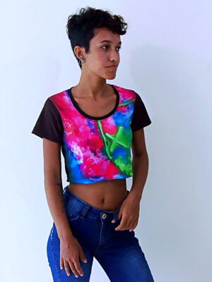 Blusa Cropped Dry Fit Tie Dye Mask Neon (1)