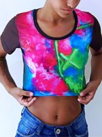 Blusa Cropped Dry Fit Tie Dye Mask Neon -TOTAL - NO SENSE
