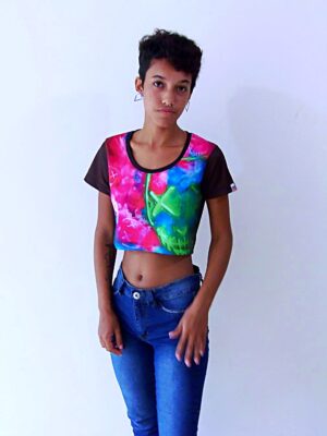 Blusa Cropped Dry Fit Tie Dye Mask Neon (10)