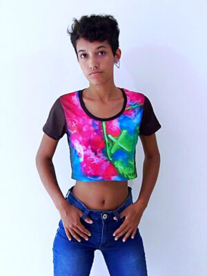 Blusa Cropped Dry Fit Tie Dye Mask Neon (3)