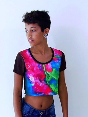 Blusa Cropped Dry Fit Tie Dye Mask Neon (5)