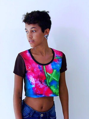 Blusa Cropped Dry Fit Tie Dye Mask Neon (8)