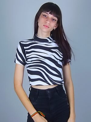 Blusa Cropped Estampado Zebra Canelado Gola Alta (3)