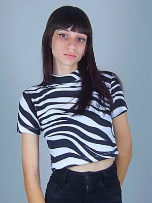 Blusa Cropped Estampado Zebra Canelado Gola Alta (5)
