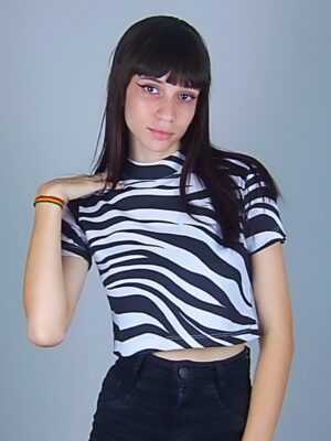 Blusa Cropped Estampado Zebra Canelado Gola Alta (6)