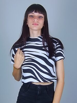 Blusa Cropped Estampado Zebra Canelado Gola Alta (7)