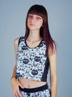 Blusa Cropped Fã de Gatos Preto e Branco (4)