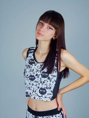 Blusa Cropped Fã de Gatos Preto e Branco (5)