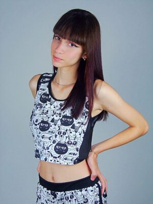 Blusa Cropped Fã de Gatos Preto e Branco (6)