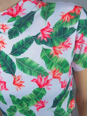 Blusa Cropped Floral Gola Alta Elastano (1)